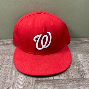 New Era Washington Nationals Hat 7 1/2 Fitted Red